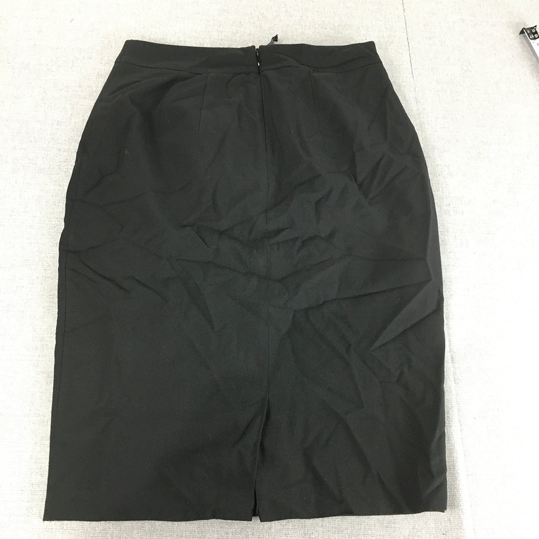 Portmans Status Womens Pencil Skirt Size 10 Black Midi Straight