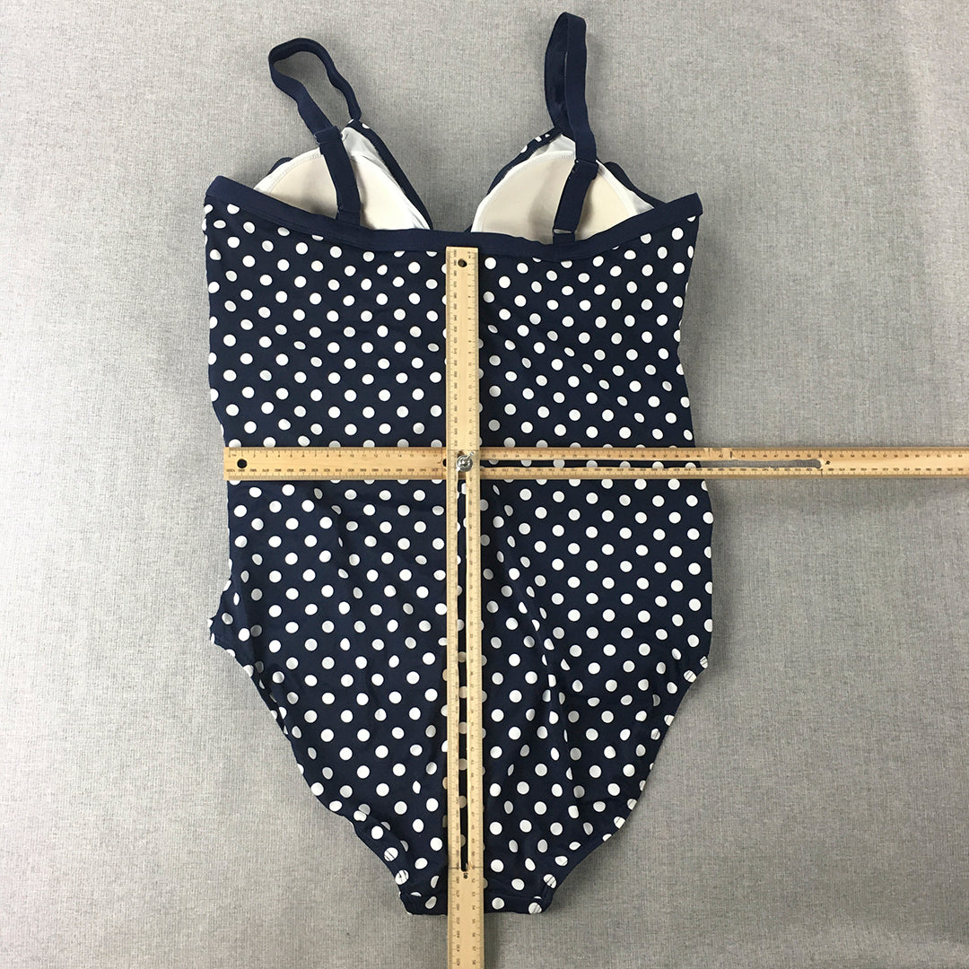 NEW Lilly And Lou Beach Womens Swimsuit Size 20 Blue White Polka Dot One Piece