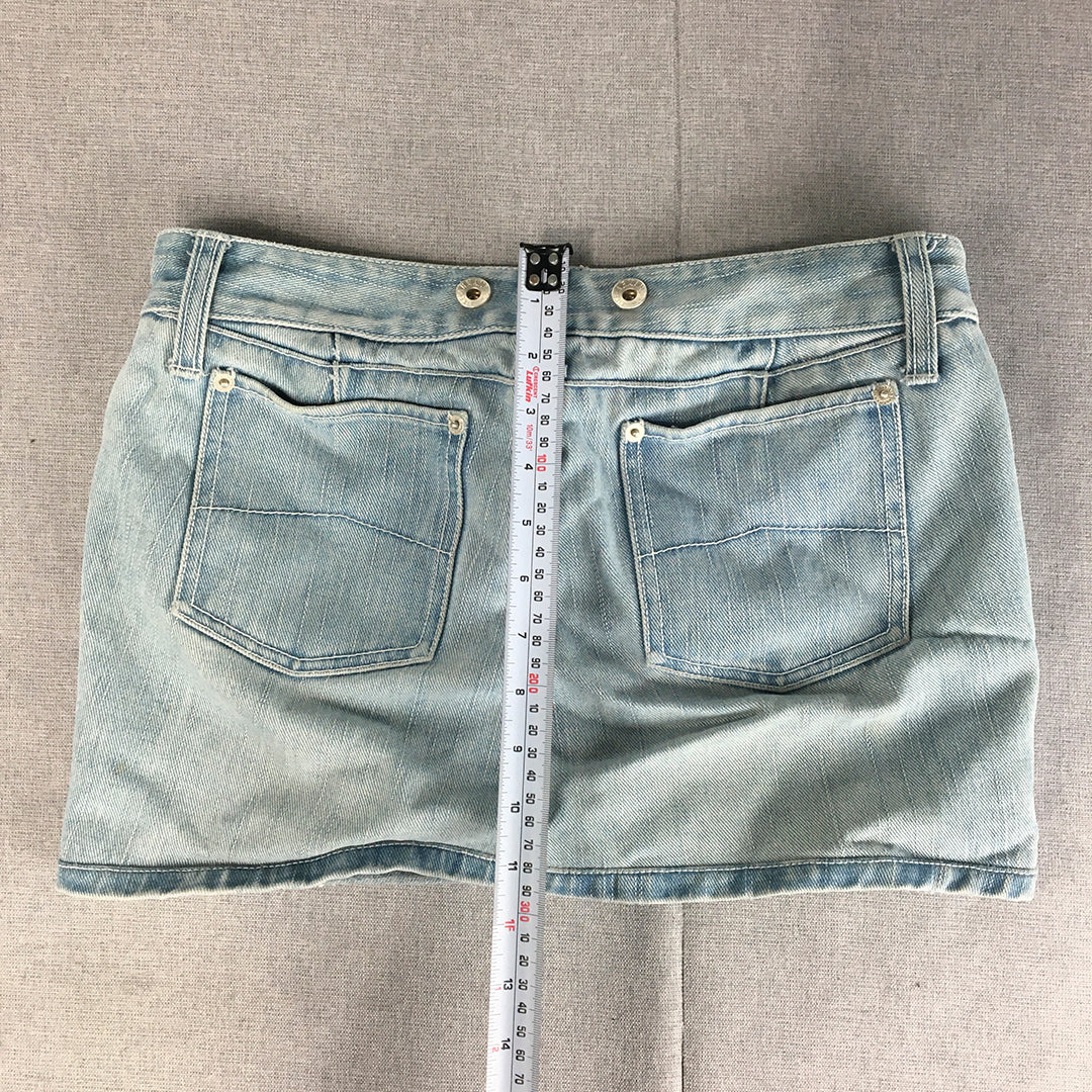 Armani Exchange Womens Denim Mini Skirt Size 6 Light Blue Pockets