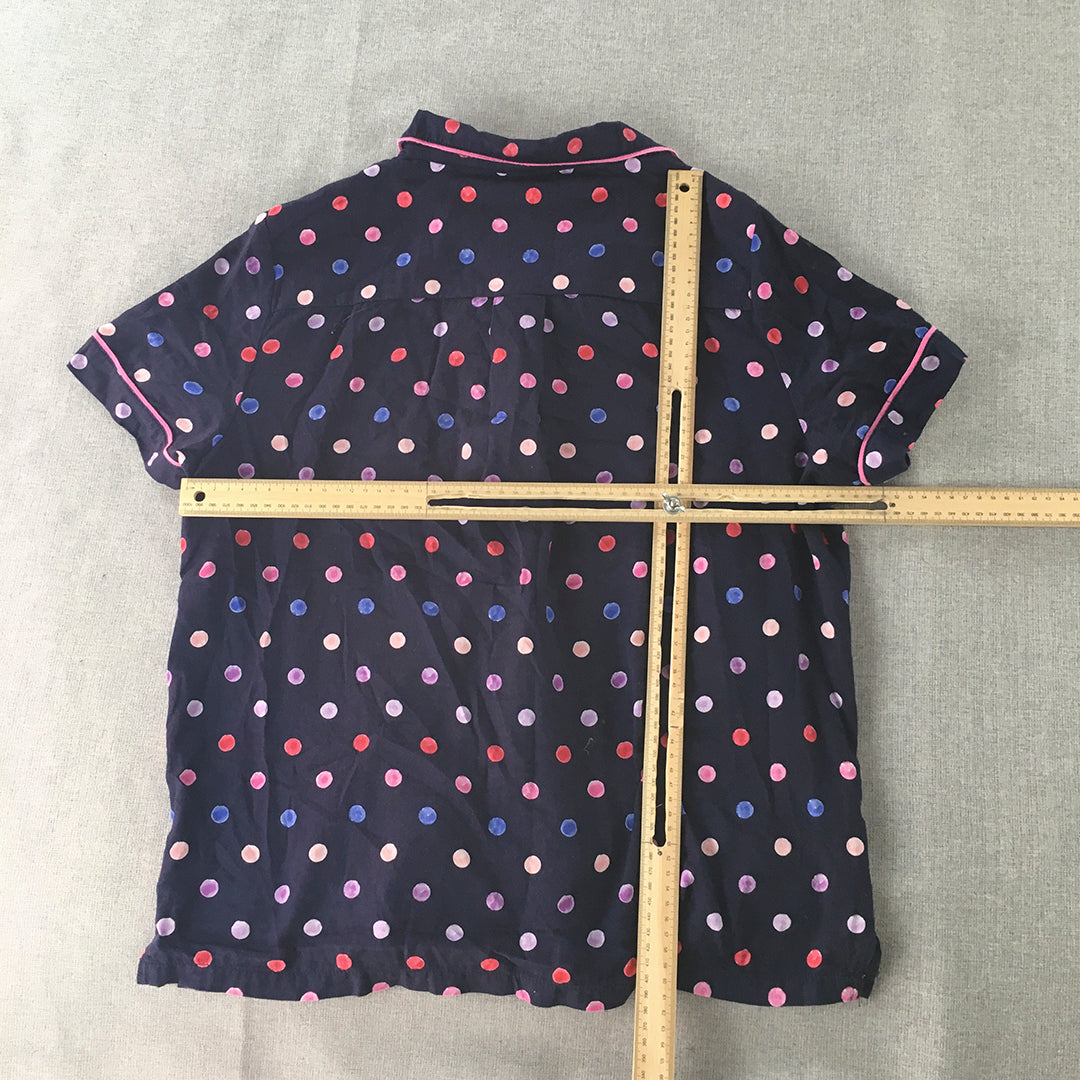 Peter Alexander Womens Sleep Shirt Size M Navy Blue Polka Dot Pajama Button