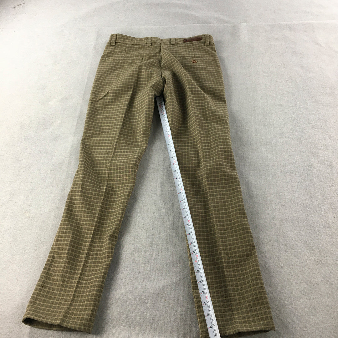 Louis Philippe Mens Dress Pants Size 32 Brown Checkered