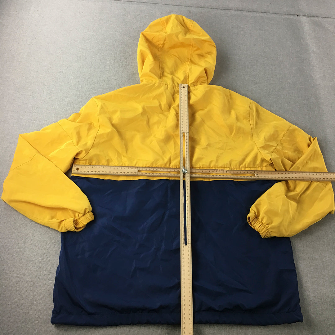 H&M Mens Raincoat Size M Yellow Navy Blue 1/4 Zip Hoodie Pullover