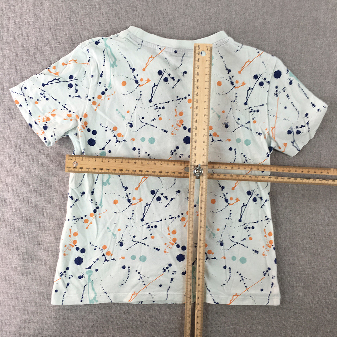 H&M Kids Boys T-Shirt Size 5 - 6 Years White Short Sleeve Paint Splatter Top