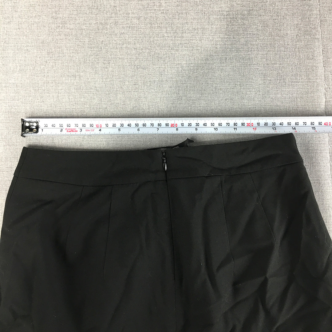 Portmans Status Womens Pencil Skirt Size 10 Black Midi Straight