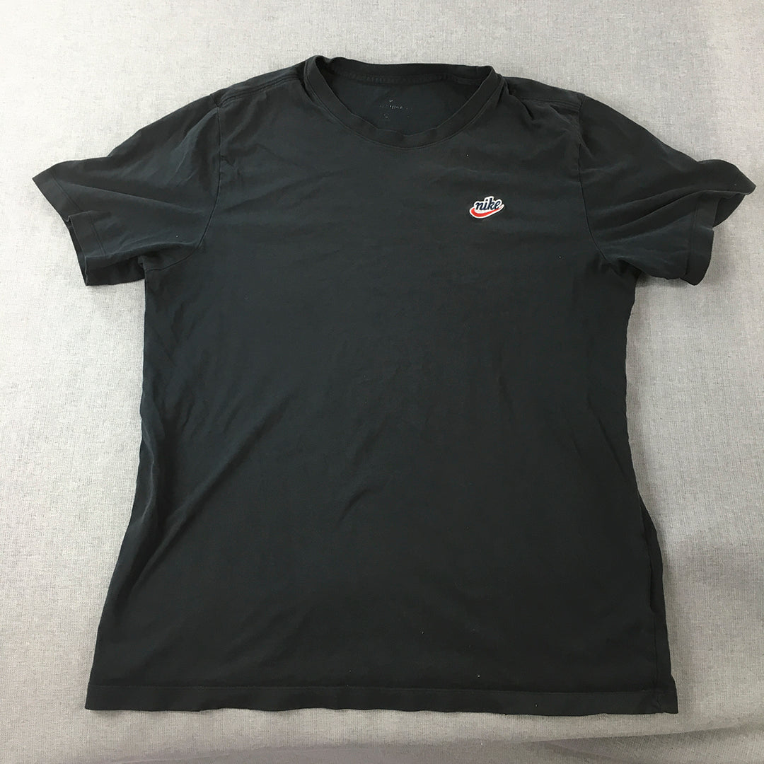 Nike Mens T-Shirt Size L Black Embroidered Logo Crew Neck Short Sleeve Tee