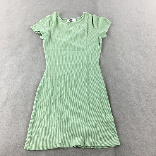 Tiger Mist Womens Bodycon Dress Size S Green Stretch Knit Mini Short Sleeve