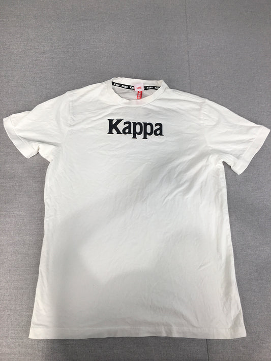 Kappa Mens T-Shirt Size L White Big Logo Crew Neck Short Sleeve Tee