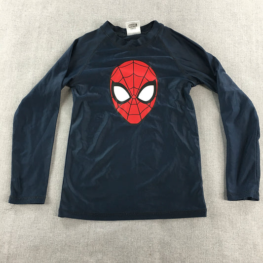 Marvel Spider-Man Kids Boys Rash Vest Size 6 Blue Long Sleeve Surf Swim Rashie