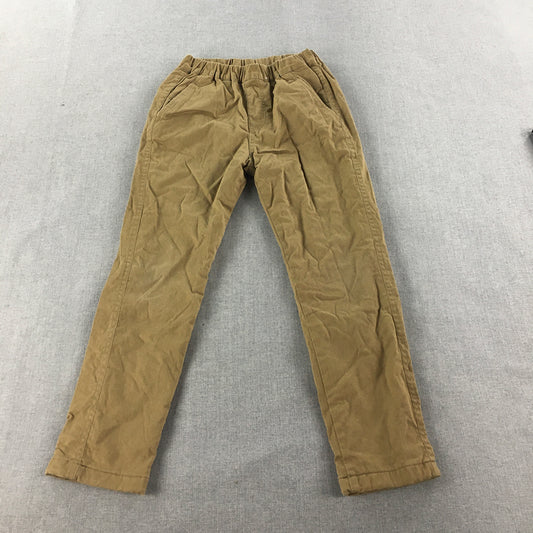 Uniqlo Kids Boys Chino Pants Size 7 - 8 Years Brown Elastic Waist Pockets