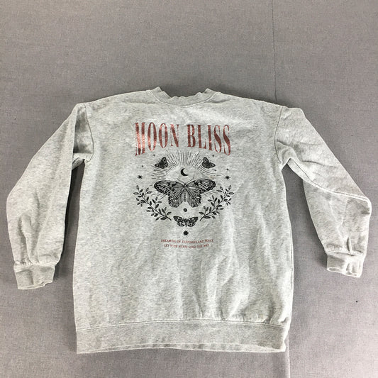 H&M Kids Girls Sweater Size 10 - 12 Years Grey Crew Neck Butterfly Jumper