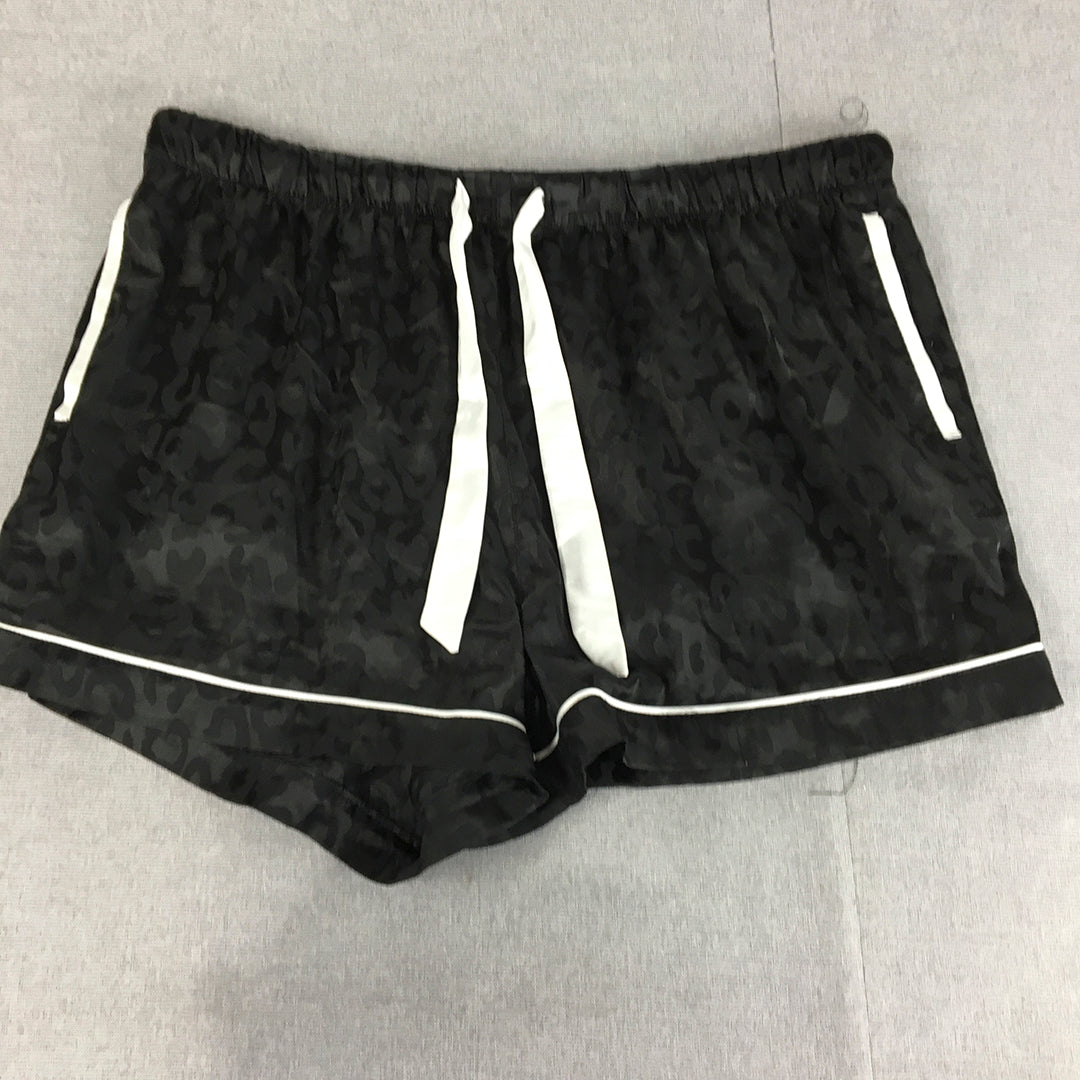 Peter Alexander Womens Sleep Shorts Size 1+ (16 - 18 AU) Black Pajama