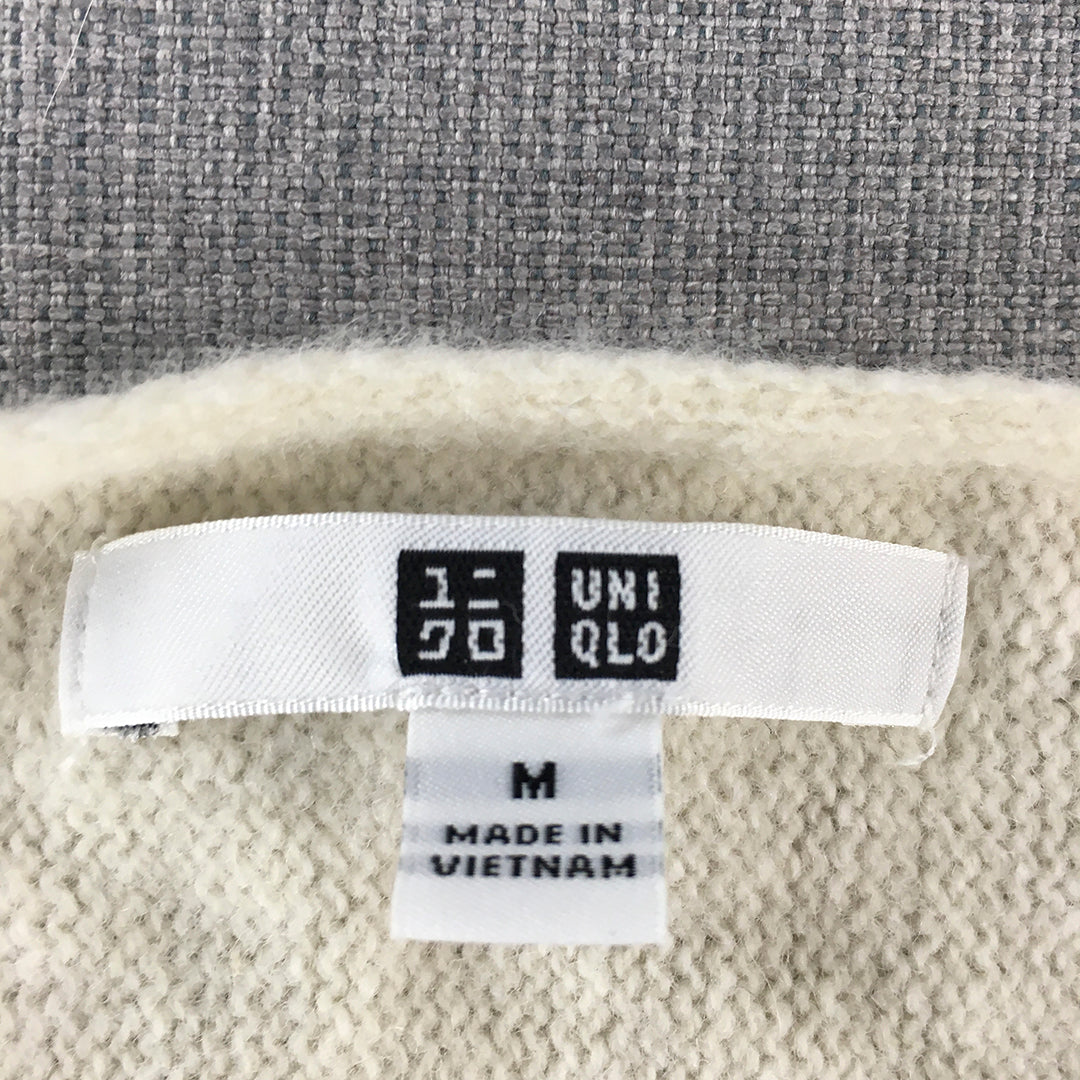 Uniqlo Wool Sweater Adult Size M Cream Beige Crew Neck Knit Jumper