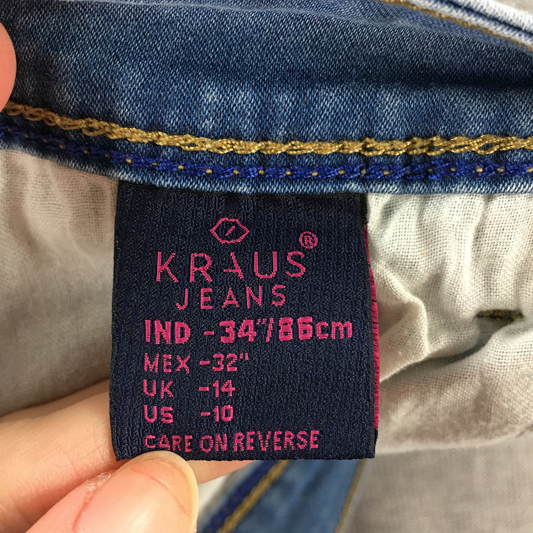 Kraus Womens Capri Jeans Size 32 Blue Light Wash Slim Denim