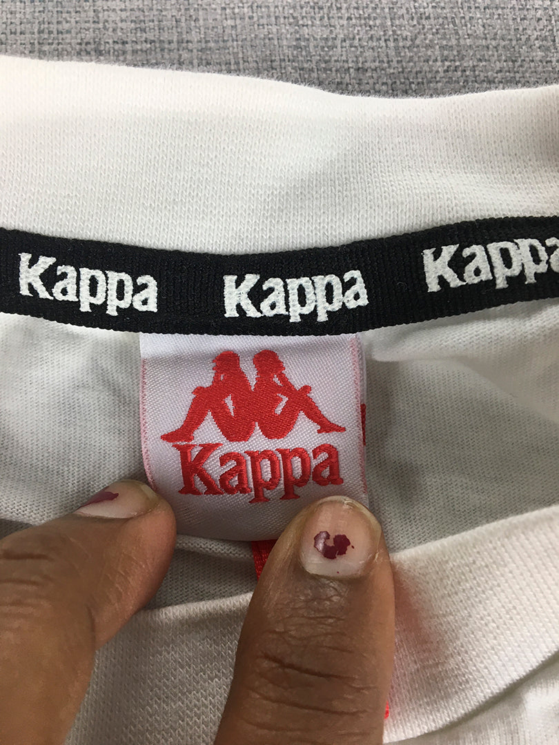 Kappa Mens T-Shirt Size L White Big Logo Crew Neck Short Sleeve Tee