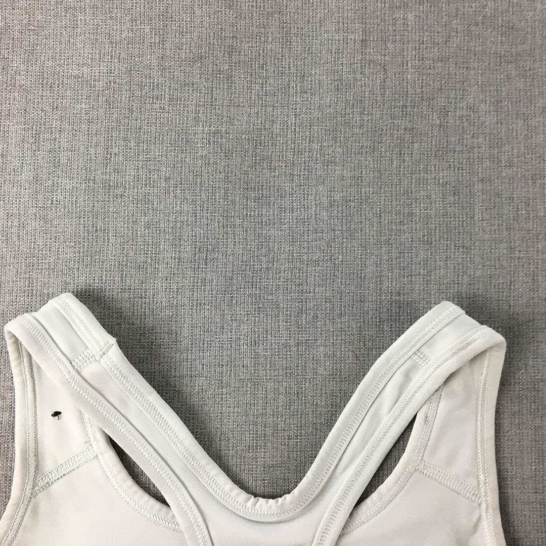 Nike Womens Sports Bra Size S White Swoosh Logo Cropped Top