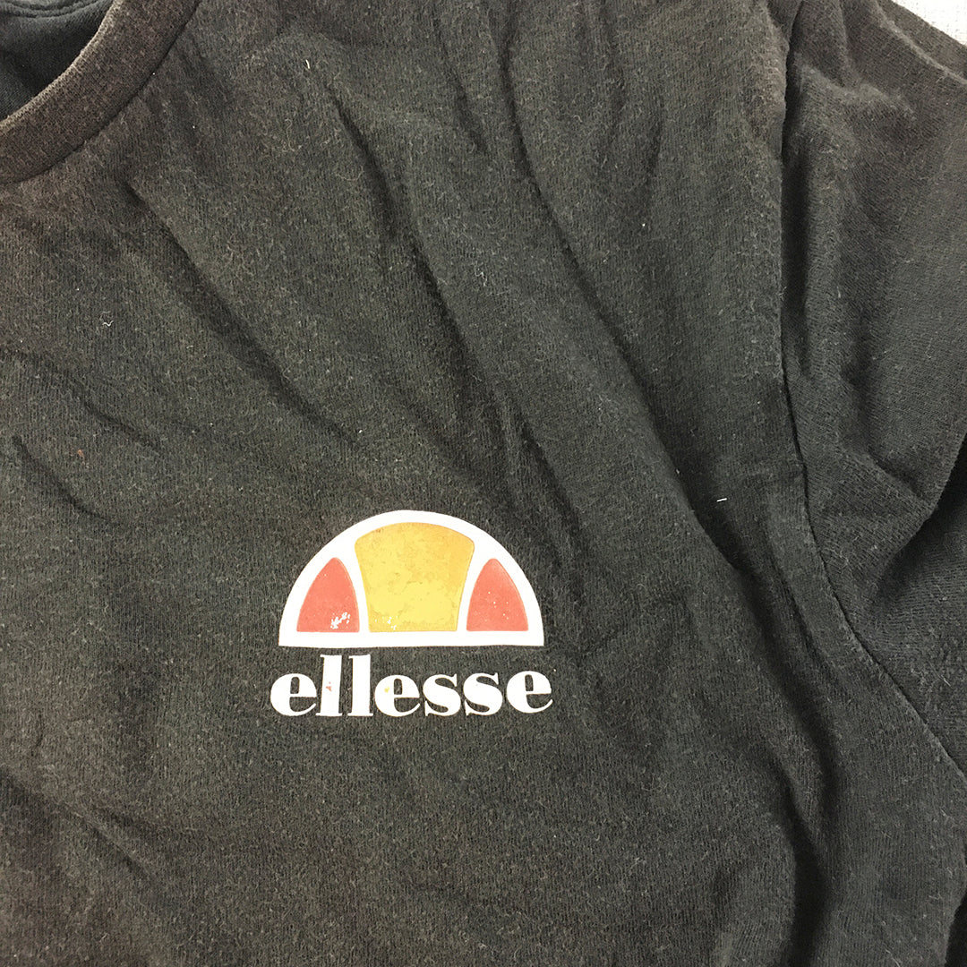 Ellesse Mens T-Shirt Size S Black Logo Short Sleeve Crew Neck Tee