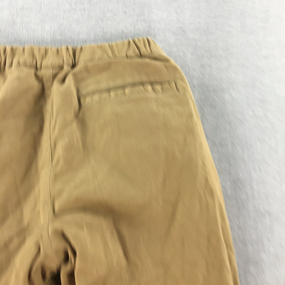 Uniqlo Kids Boys Chino Pants Size 7 - 8 Years Brown Elastic Waist Pockets