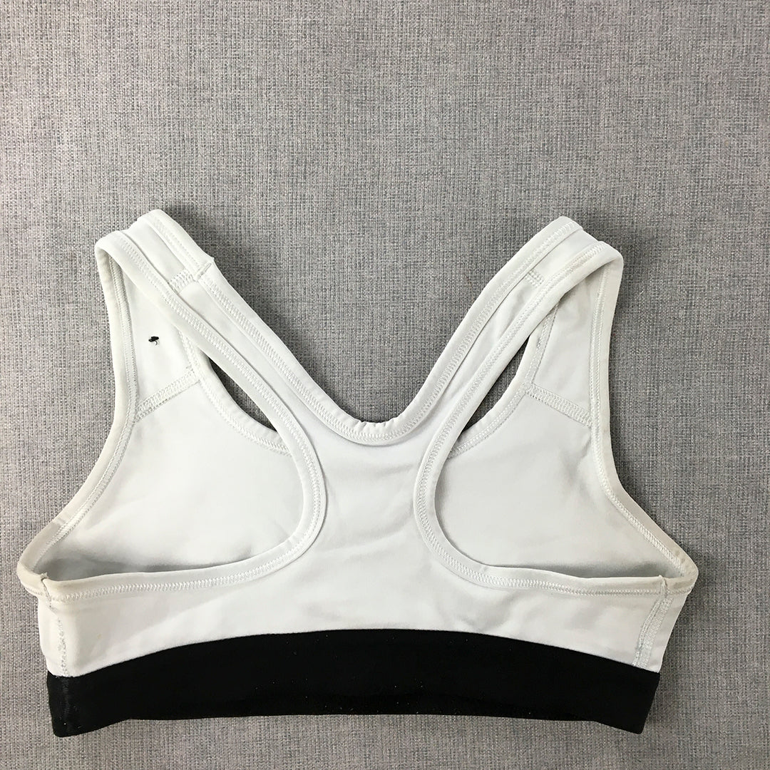 Nike Womens Sports Bra Size S White Swoosh Logo Cropped Top