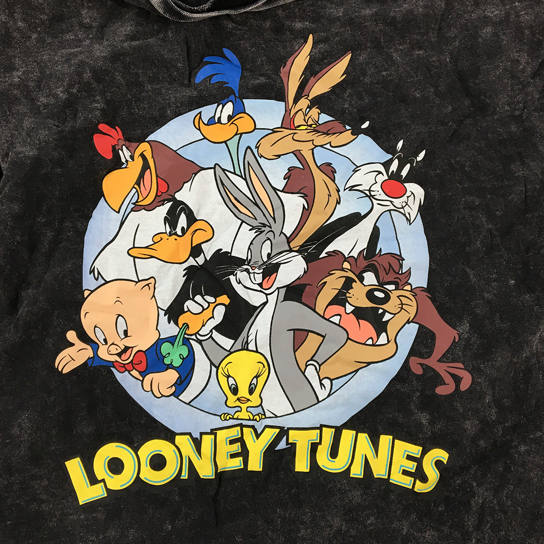 Looney Tunes Mens T-Shirt Size XXS Black Stone Wash Logo Short Sleeve