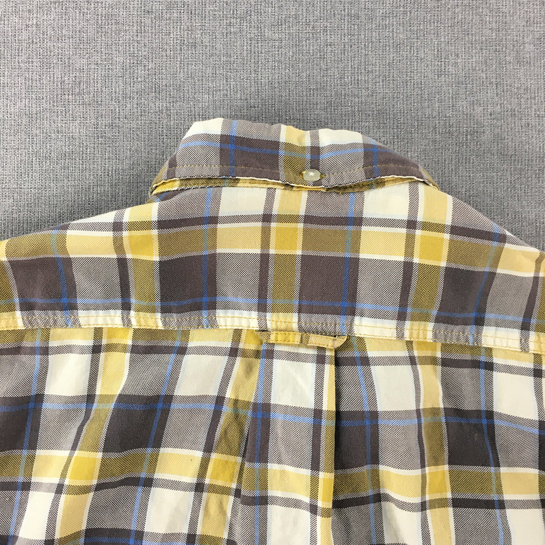 H&M Mens Shirt Size M Yellow Long Sleeve Button-Up Pocket