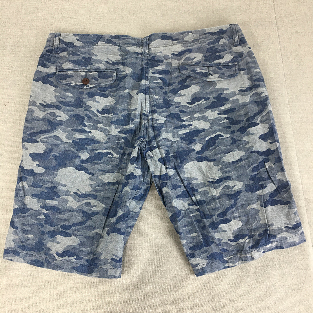 John Henry Mens Chino Shorts Size 36 Blue Camo Pockets