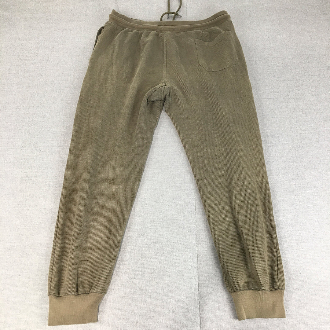 Pierre Cardin Mens Tracksuit Pants Size XL Brown Logo Pockets Drawstring