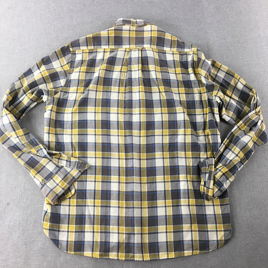 H&M Mens Shirt Size M Yellow Long Sleeve Button-Up Pocket