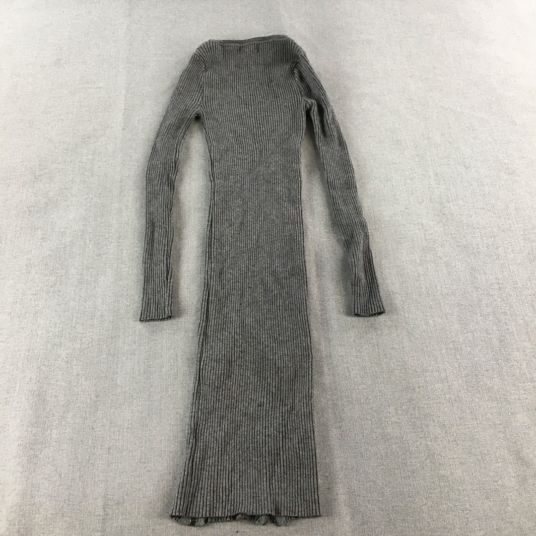 Valleygirl Womens Bodycon Dress Size S Grey Long Sleeve Sweater Stretch