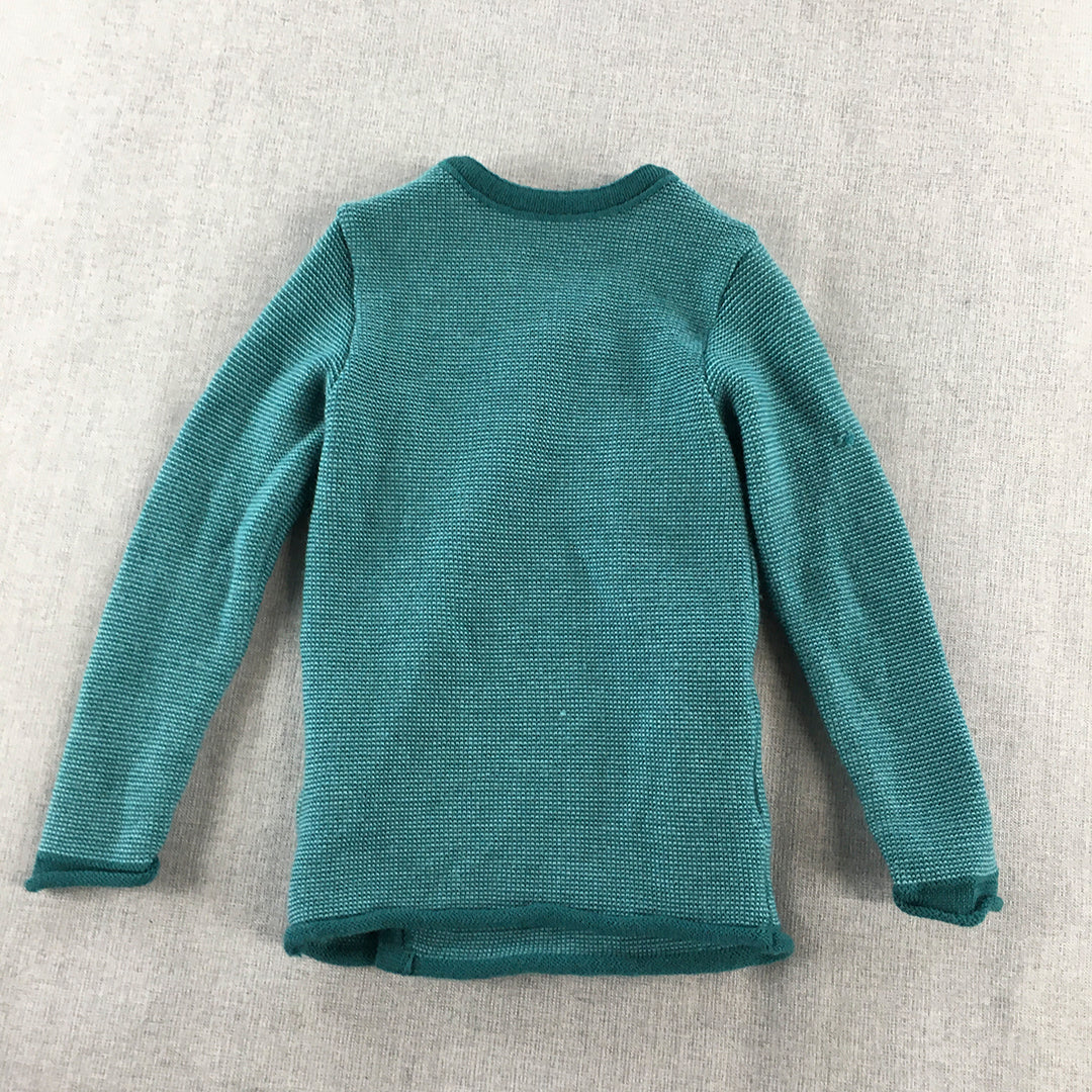 Disana Baby Girls Wool Top Size 12 - 24 Months Blue Button Long Sleeve Knit