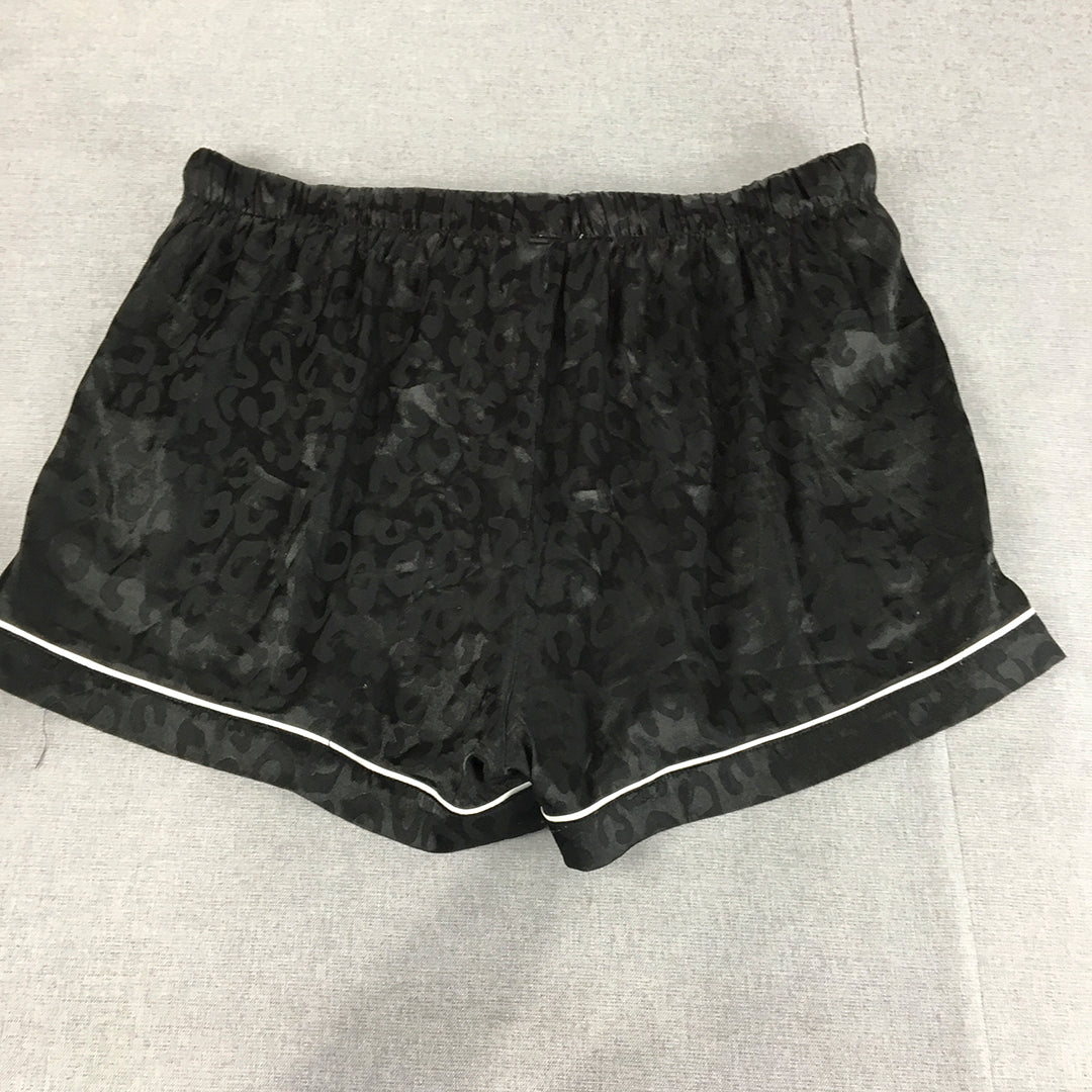 Peter Alexander Womens Sleep Shorts Size 1+ (16 - 18 AU) Black Pajama