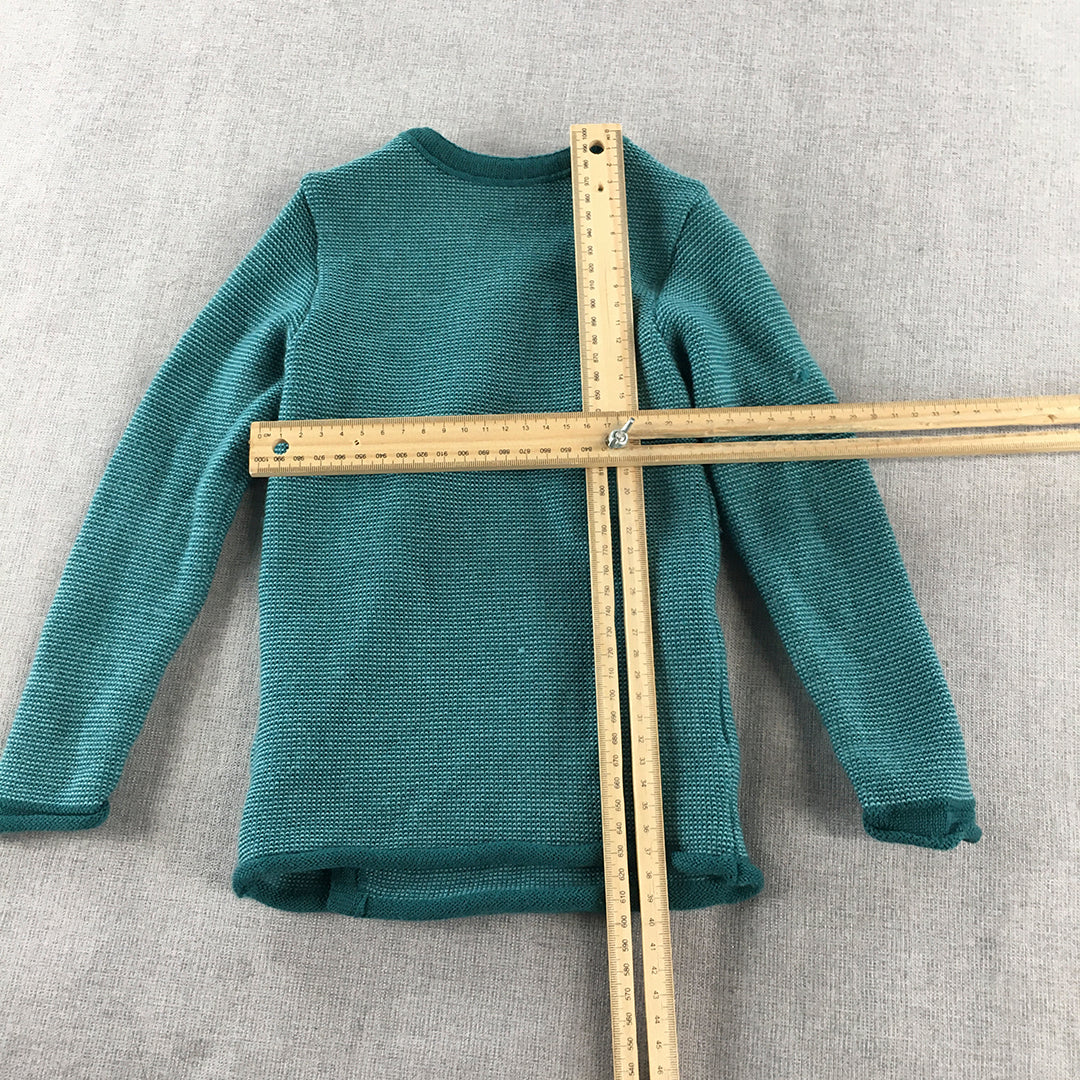 Disana Baby Girls Wool Top Size 12 - 24 Months Blue Button Long Sleeve Knit