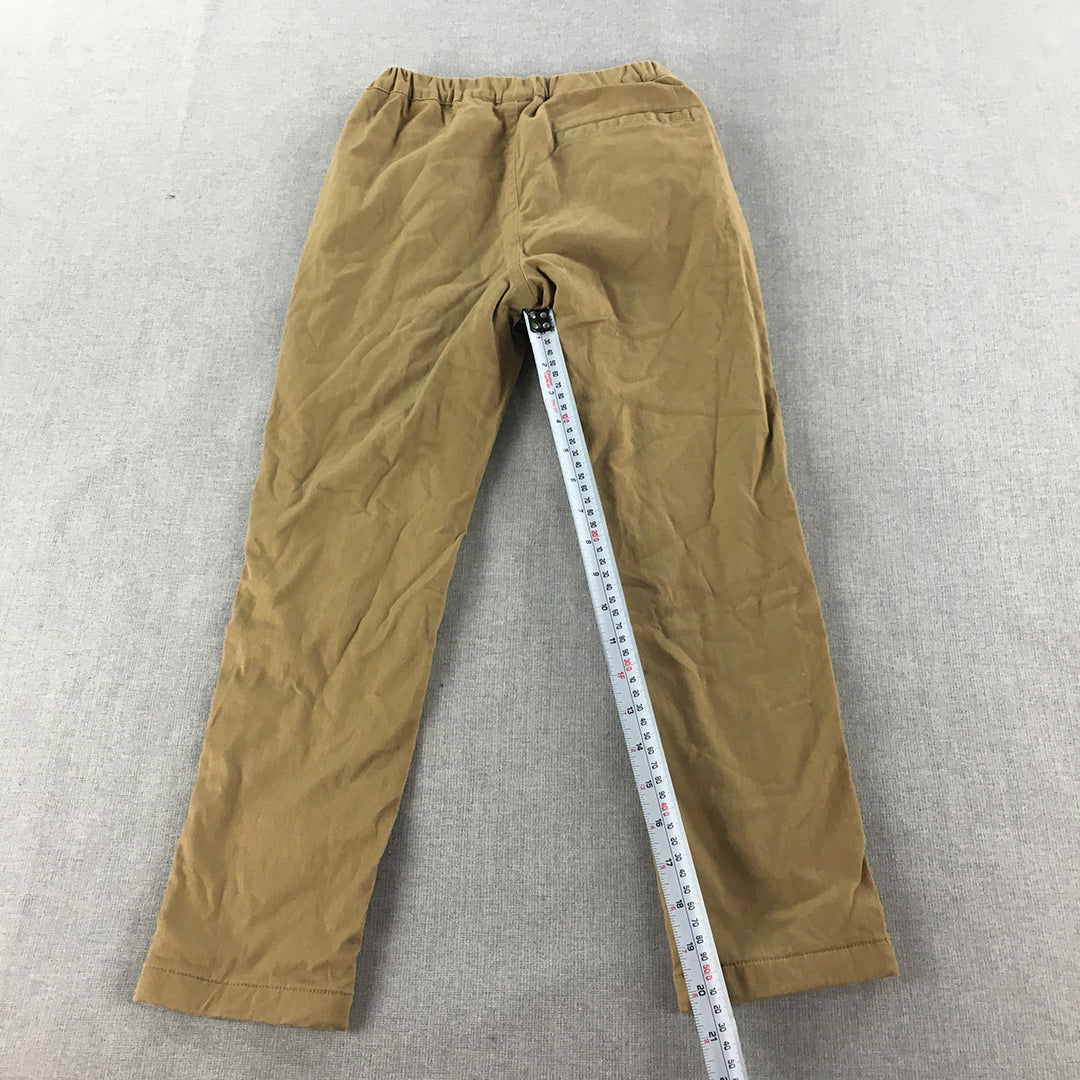 Uniqlo Kids Boys Chino Pants Size 7 - 8 Years Brown Elastic Waist Pockets