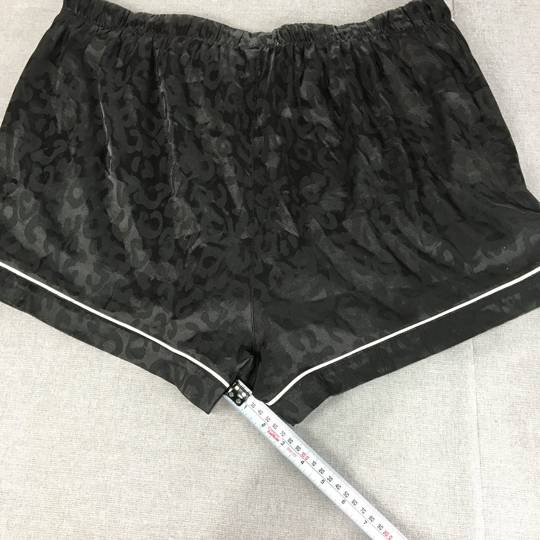 Peter Alexander Womens Sleep Shorts Size 1+ (16 - 18 AU) Black Pajama