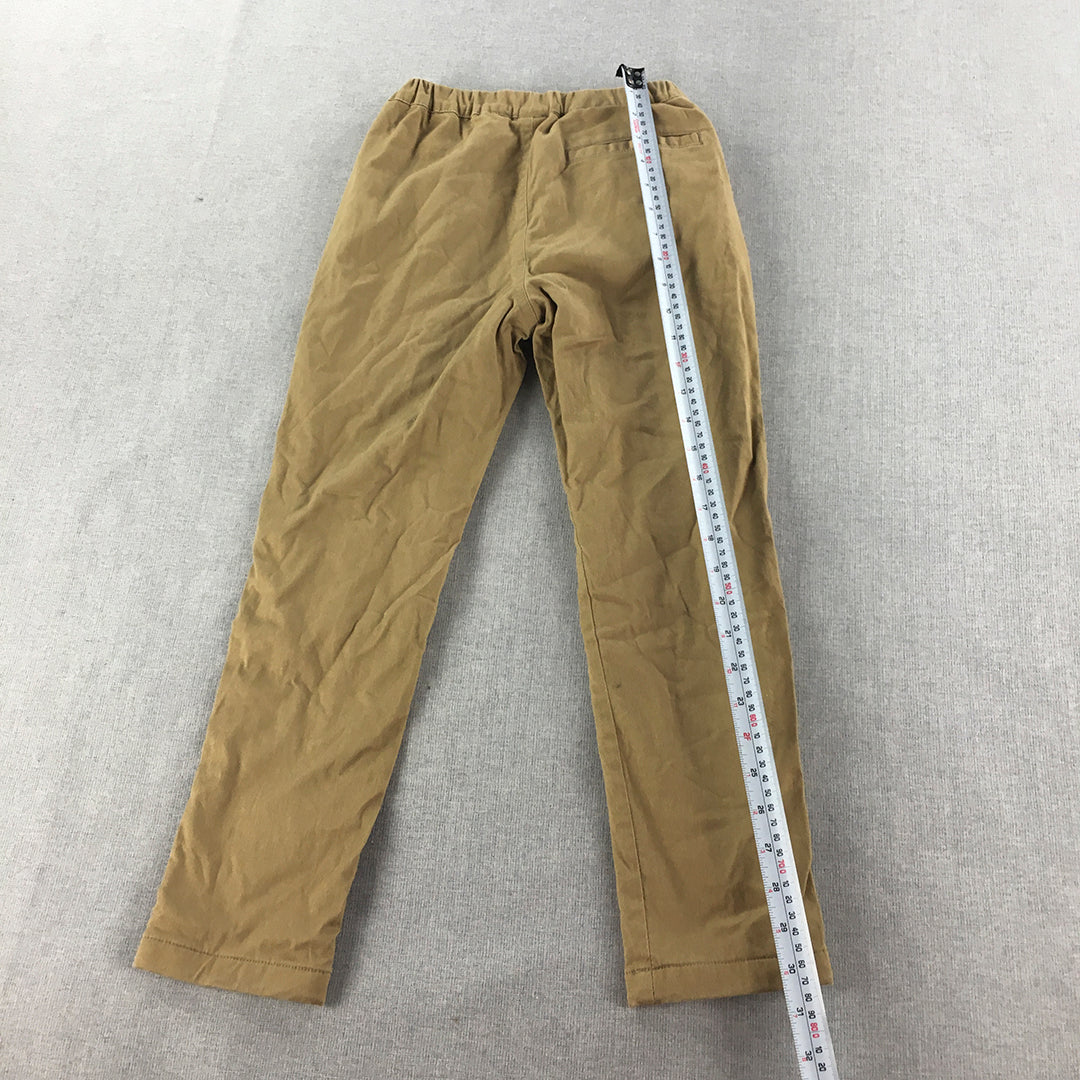 Uniqlo Kids Boys Chino Pants Size 7 - 8 Years Brown Elastic Waist Pockets