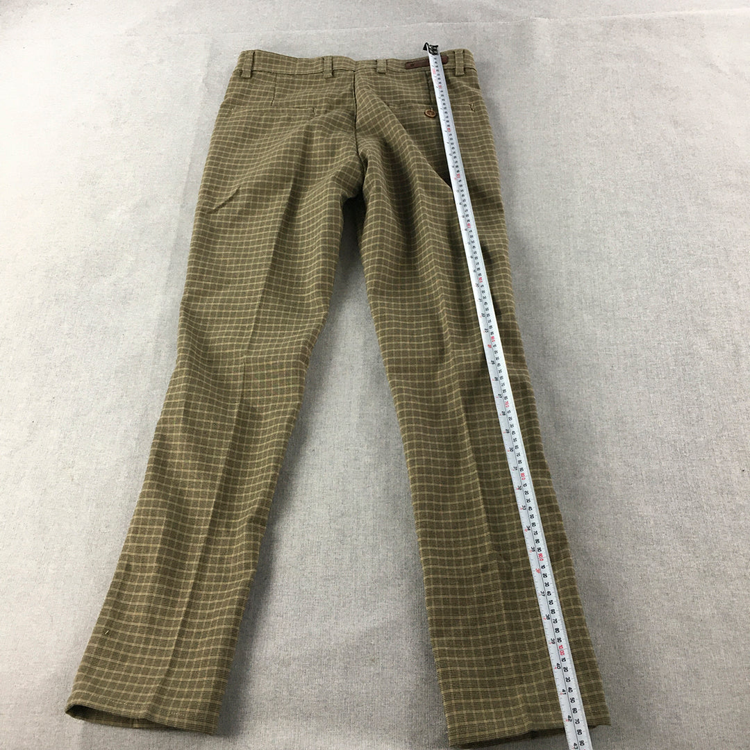 Louis Philippe Mens Dress Pants Size 32 Brown Checkered