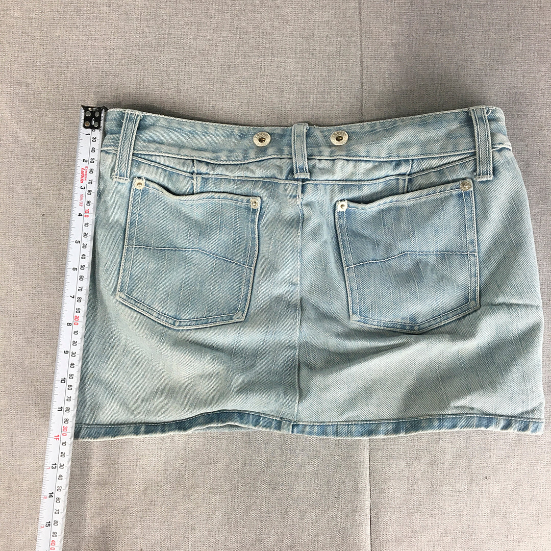 Armani Exchange Womens Denim Mini Skirt Size 6 Light Blue Pockets