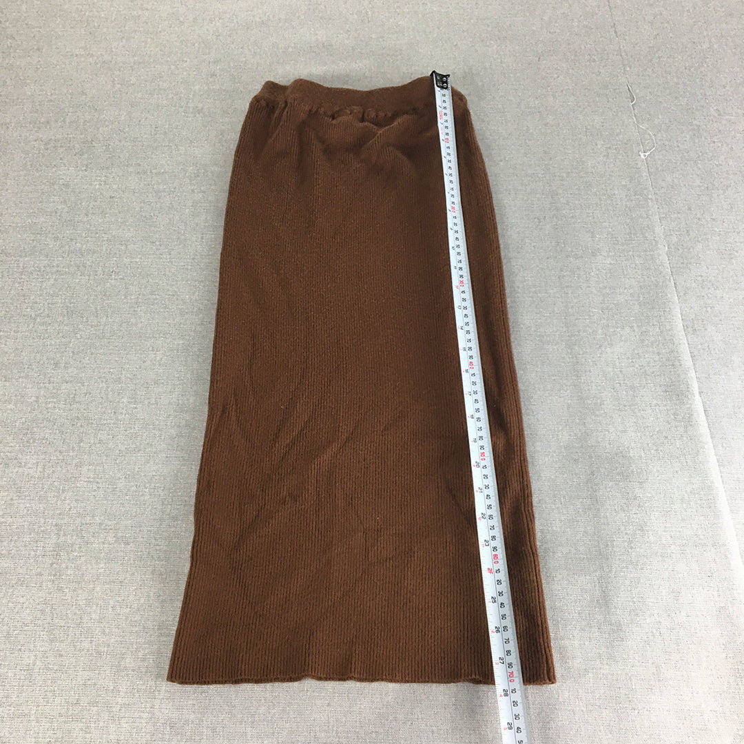 My Girl Womens A-Line Skirt Size 6 Brown Knit Elastic Waist