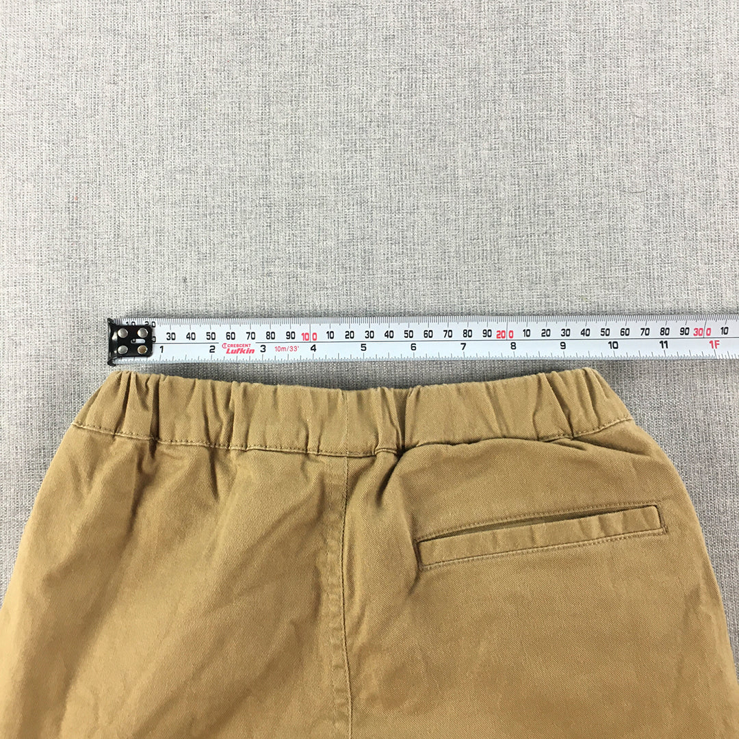 Uniqlo Kids Boys Chino Pants Size 7 - 8 Years Brown Elastic Waist Pockets