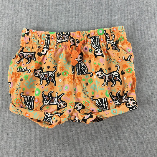 Baby Berry Shorts Size 2 (18 - 24 Months) Orange Skeleton Cat Halloween