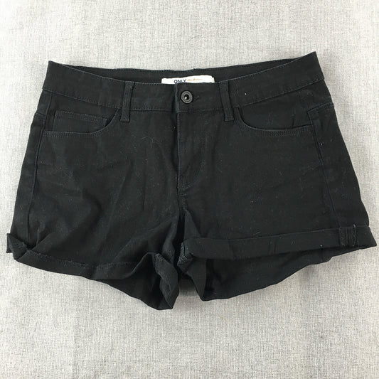 Only Womens Denim Shorts Size 36 EU (Waist 28) Black Stretch