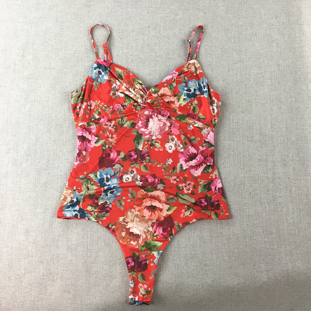 Forever New Womens Swimsuit Size S Red Floral One-Piece Sleeveless