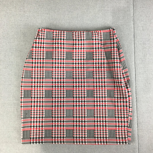 Mirrou Womens Mini Skirt Size M Red Black White Checkered