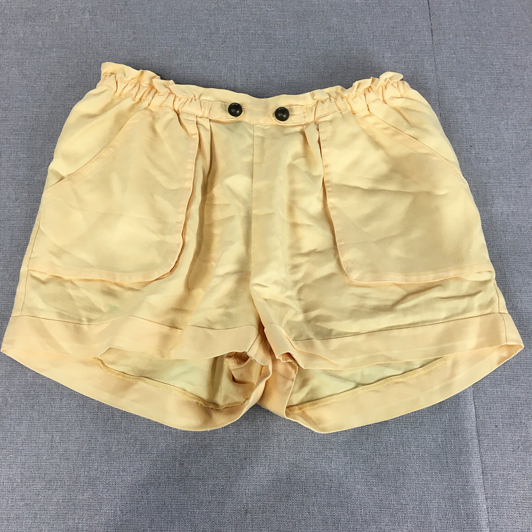 Bluejuice Womens Shorts Size 6 Yellow Pockets Elastic Waist