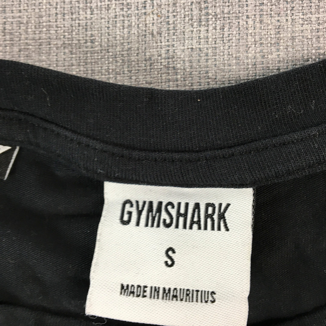 Gymshark Womens Cropped Top Size S Black Logo Short Sleeve T-Shirt