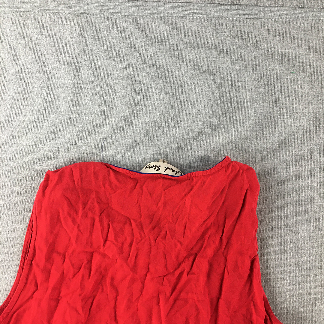 Island Strong Womens Shirt Dress Size 8 Red Button Up Sleeveless Mini