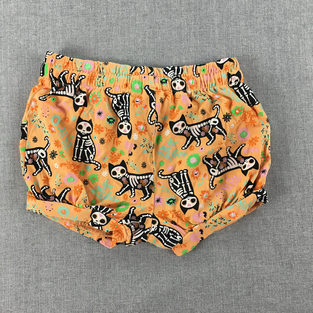 Baby Berry Shorts Size 2 (18 - 24 Months) Orange Skeleton Cat Halloween