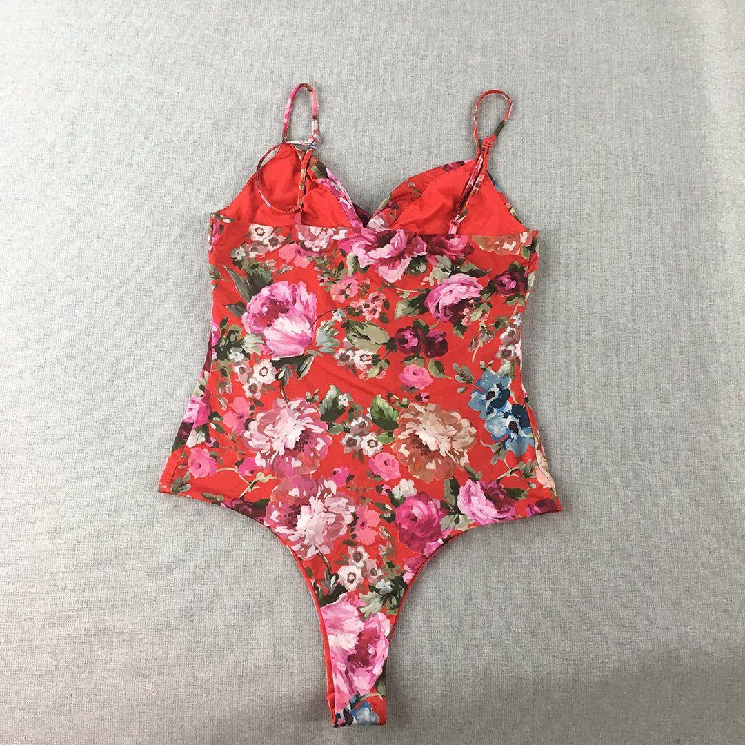 Forever New Womens Swimsuit Size S Red Floral One-Piece Sleeveless