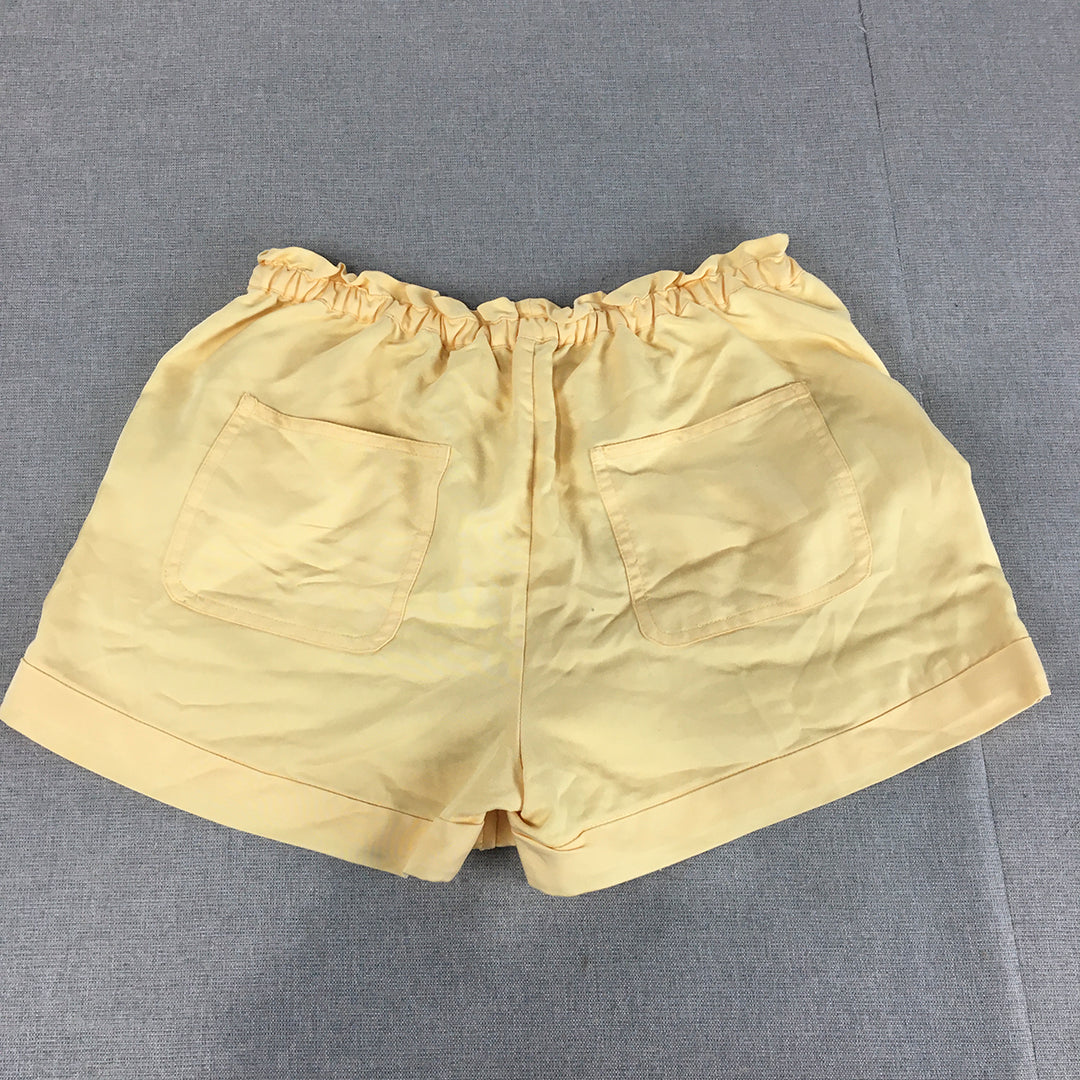 Bluejuice Womens Shorts Size 6 Yellow Pockets Elastic Waist