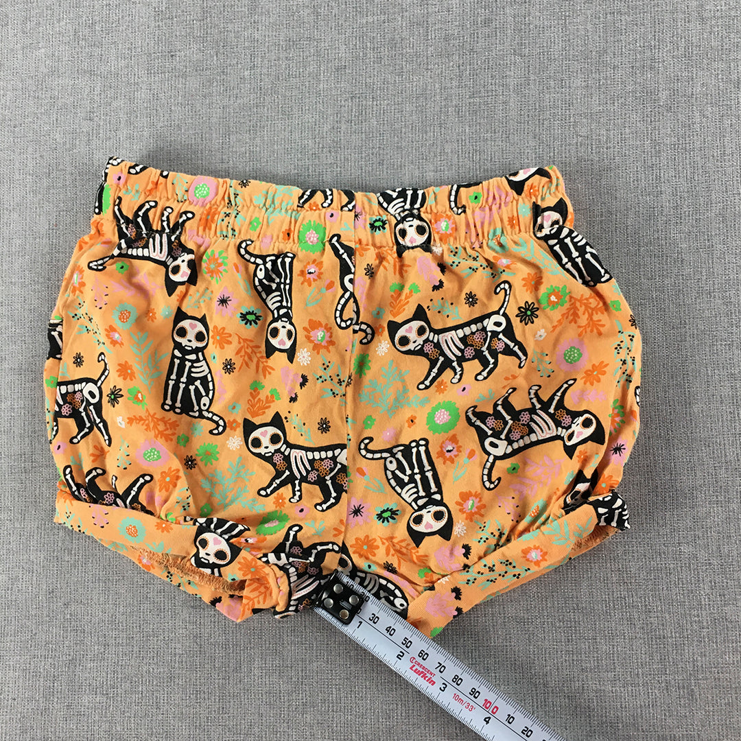 Baby Berry Shorts Size 2 (18 - 24 Months) Orange Skeleton Cat Halloween