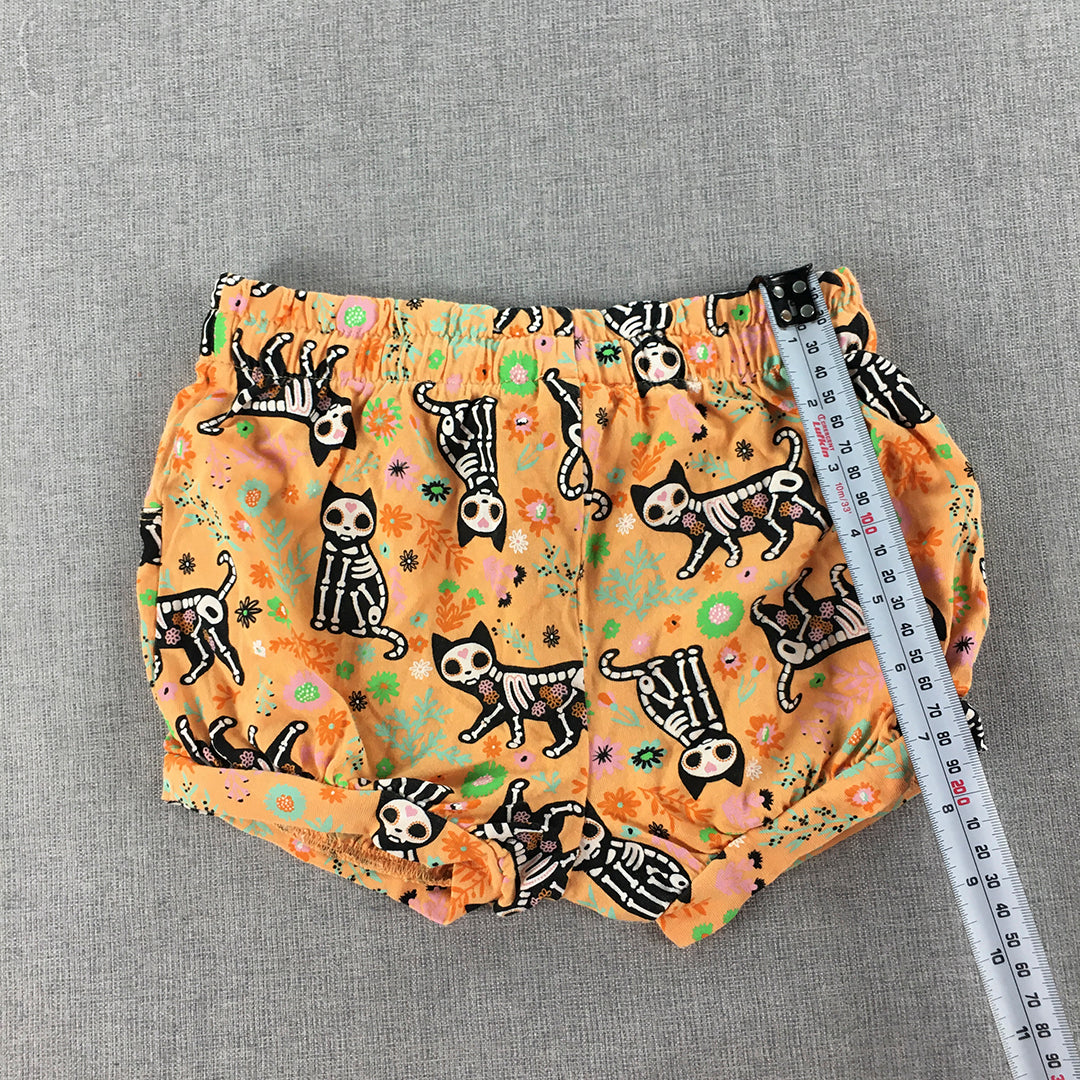 Baby Berry Shorts Size 2 (18 - 24 Months) Orange Skeleton Cat Halloween